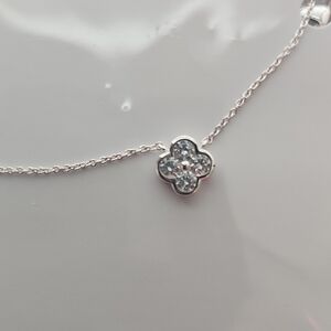 New Electric Picks Camilla Necklace Silver Clover Crystal Pendant Dainty Chain